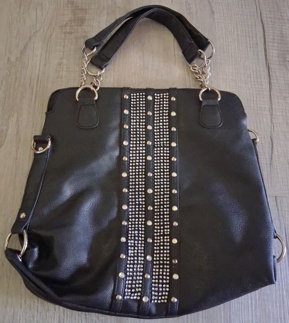 Vintage Maurices black faux-leather shoulder bag/tote like new